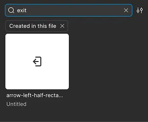 Screenshot of Figma search returning an icon using the second alias keyword