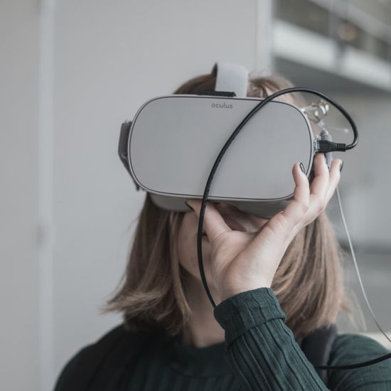 Girl wearing a VR headset