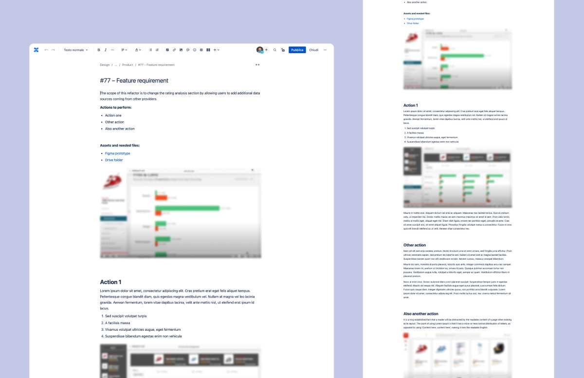 Requirements page example made in Confluence